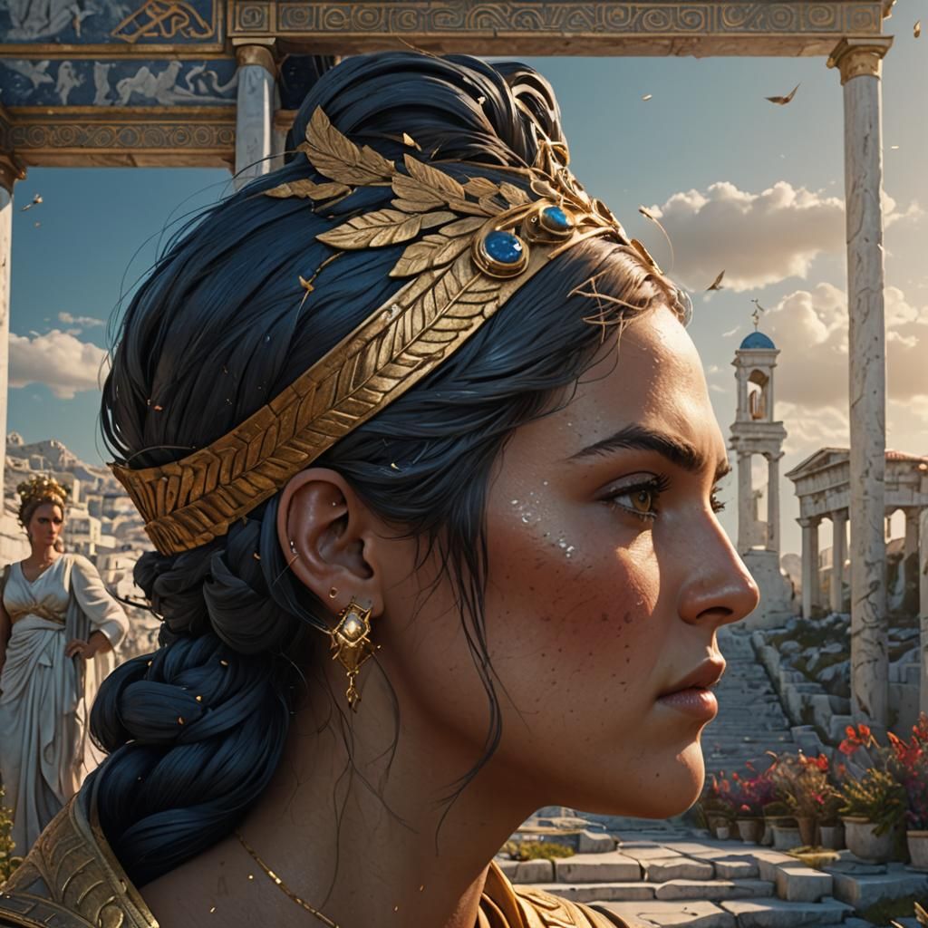 Detailed Greek Goddess Fantasy Concept Art