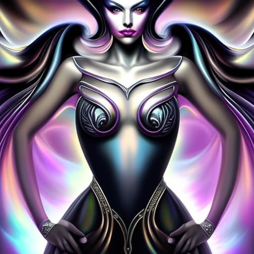 Ethereal Alien Woman in Haute Couture: Digital Portrait