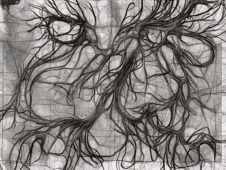 Neon Threads in Ancient Japanese Forest Oil Painting