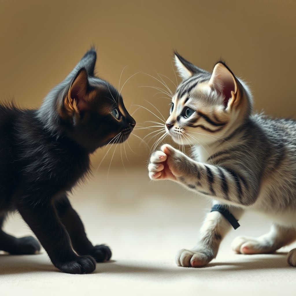 Adorable Kittens in Whimsical Standoff