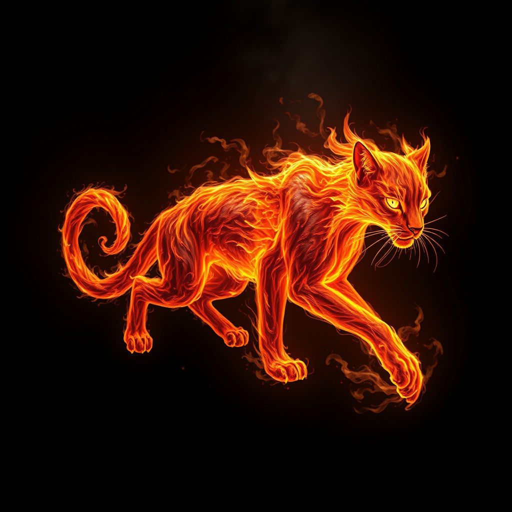 Fiery Wildcat: Fantasy Concept Art in Matte Painting Style