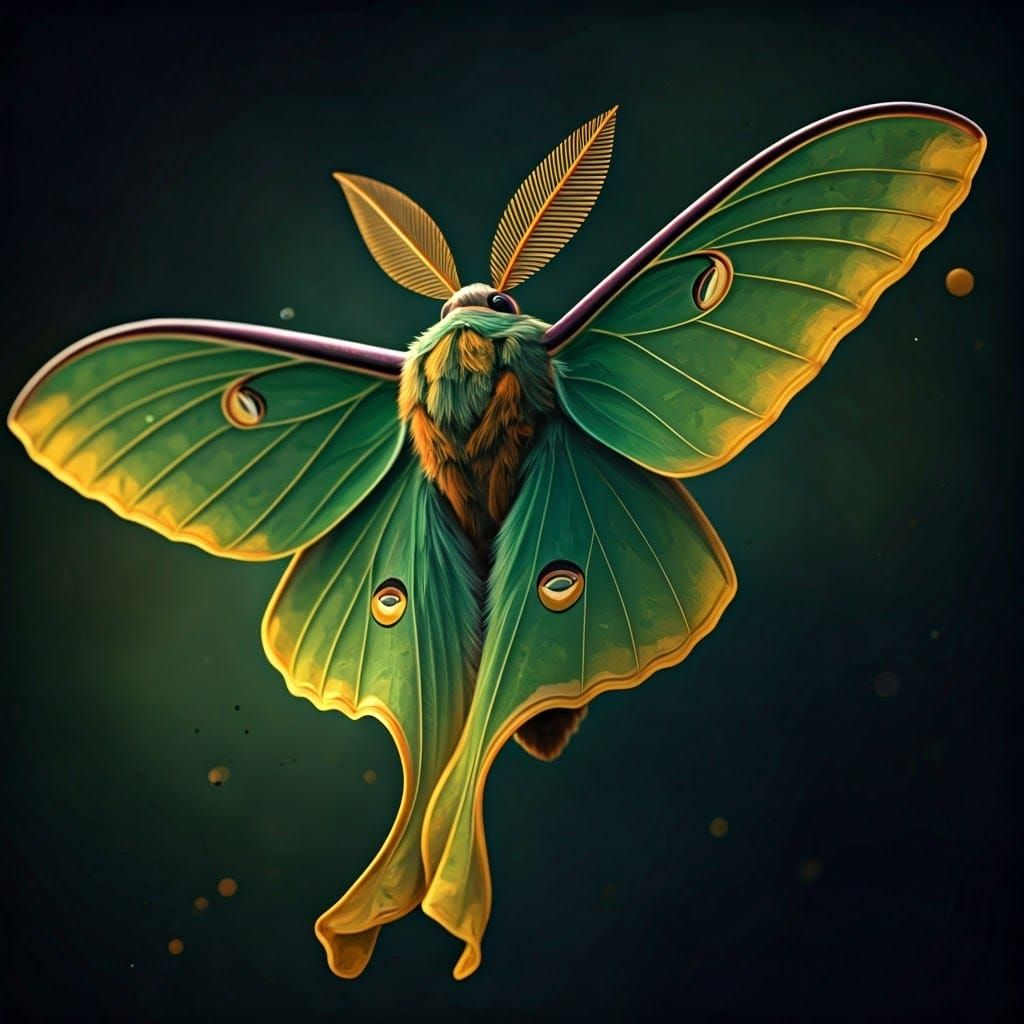 Vibrant Green Oleander Hawk Moth in Hyperrealistic Splash Ar...