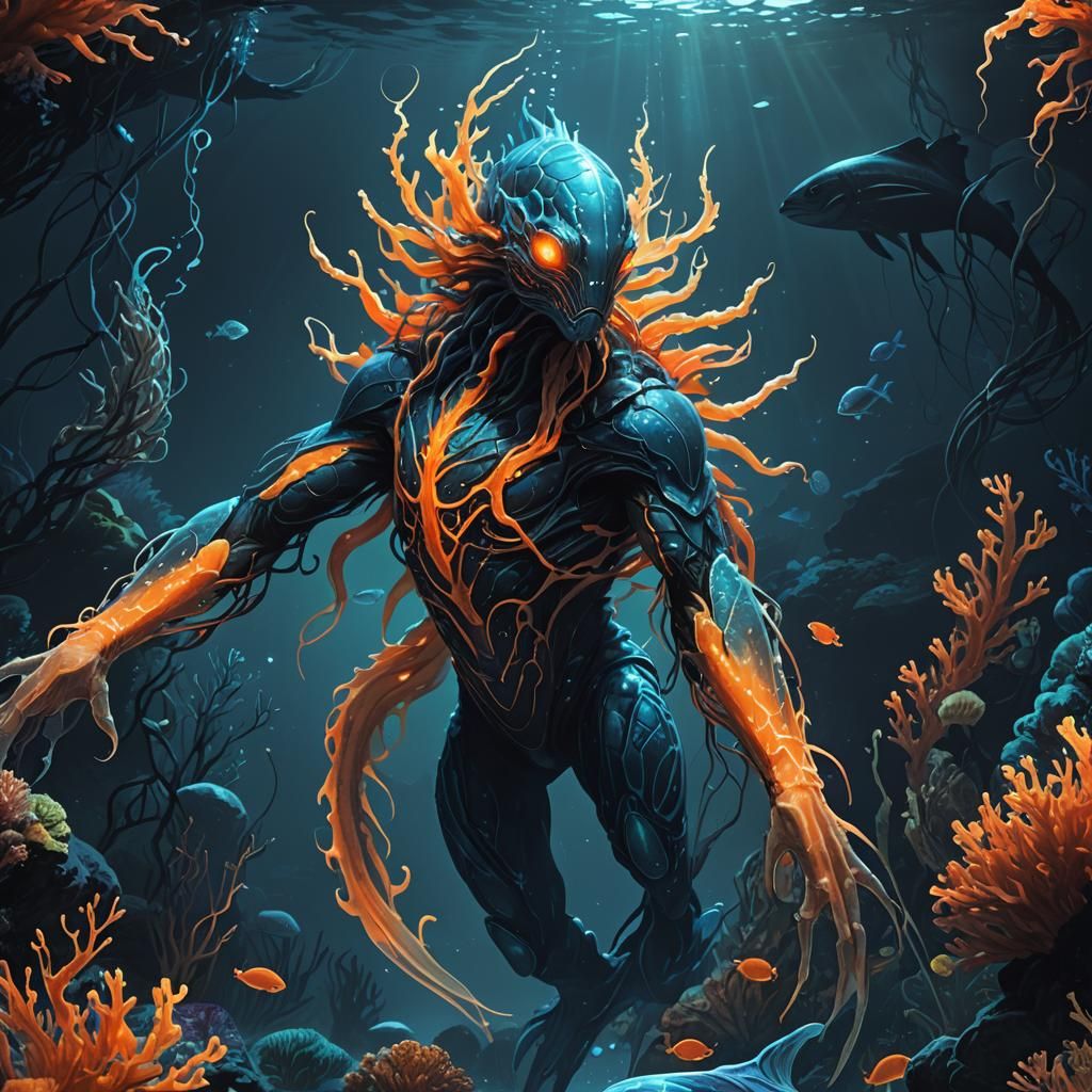 Bioluminescent Aquatic Creature Concept Art
