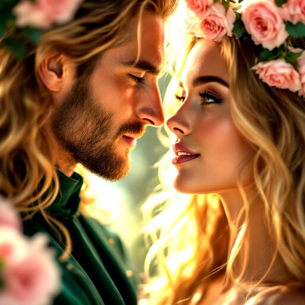 Romantic God King Dances with Goddess in Emerald Green