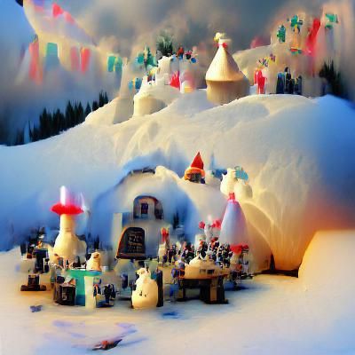 Charming Christmas Village in Snowy Mountains