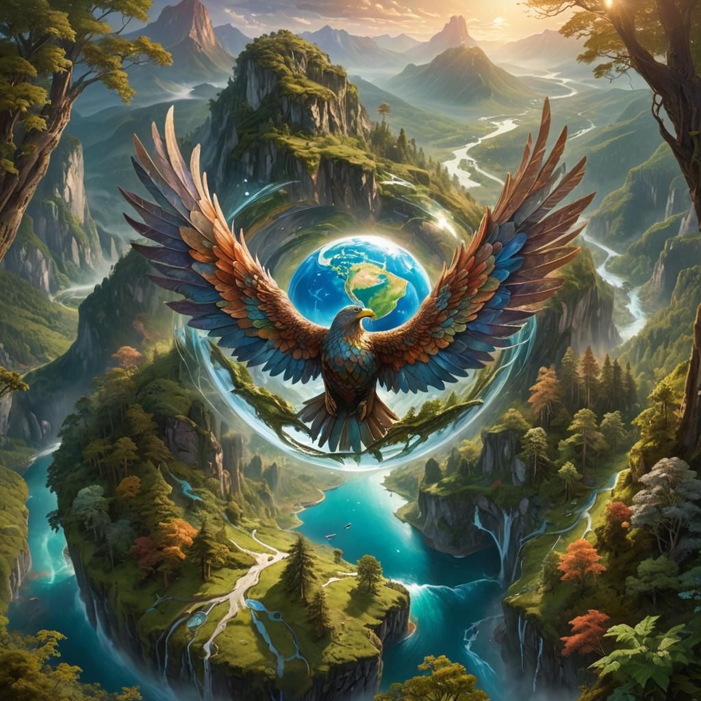 Wings Embracing Earth: A Detailed Matte Painting