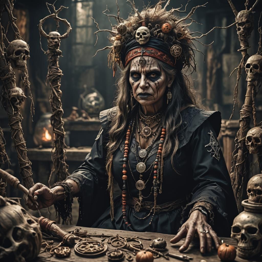 Hyperrealistic Witch Doctor in Cinematic Style