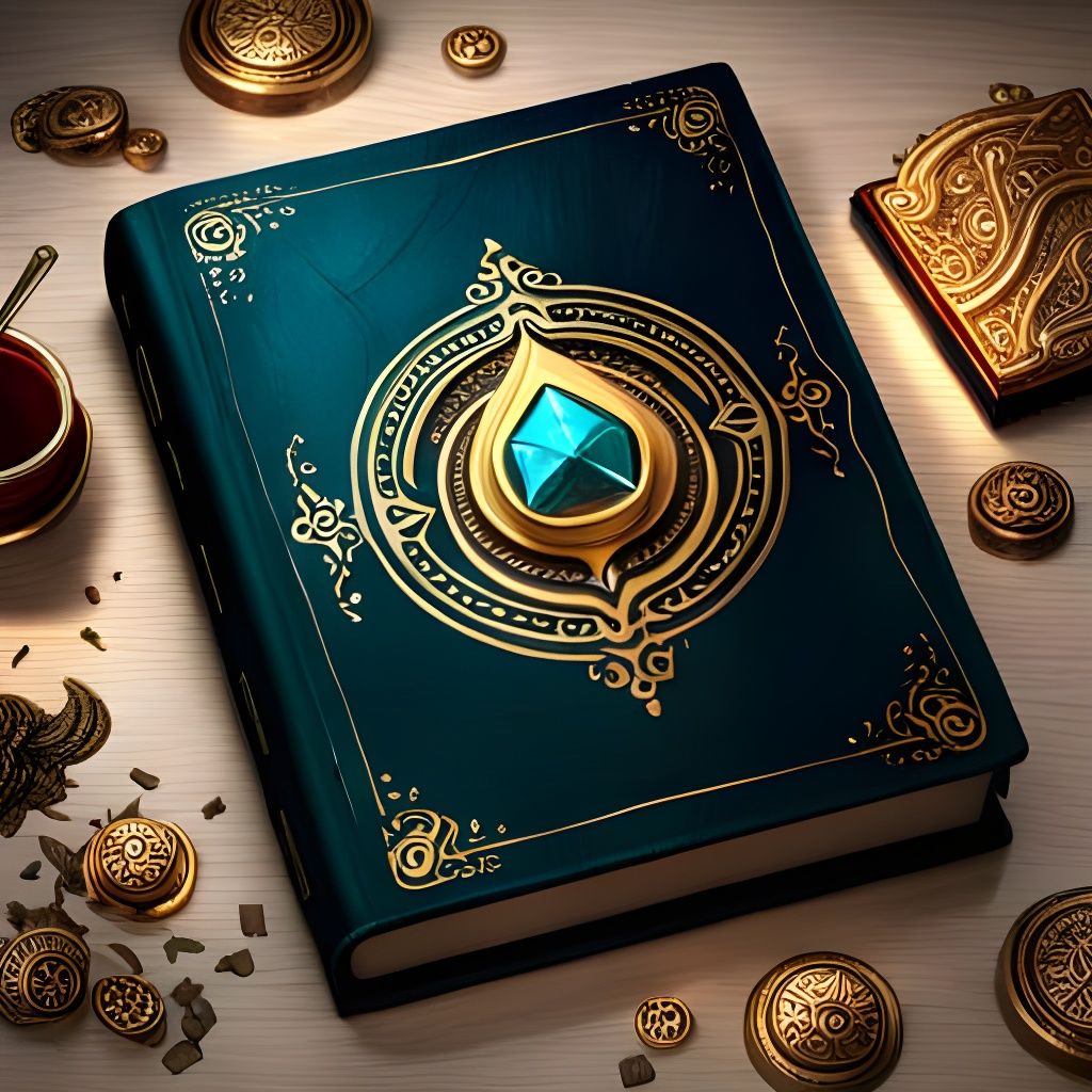 Ornate Magic Book with Glowing Runes