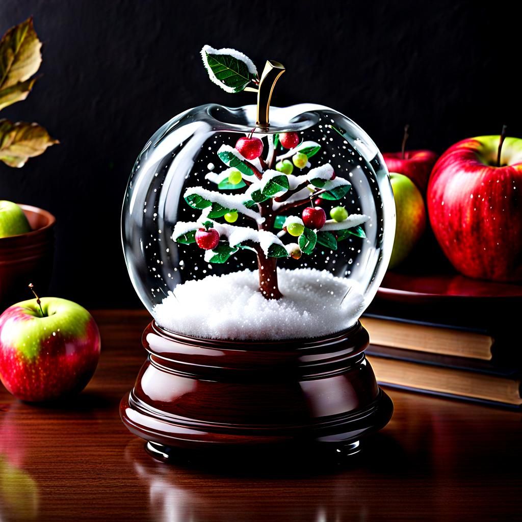 Snow globe in the shape of an apple