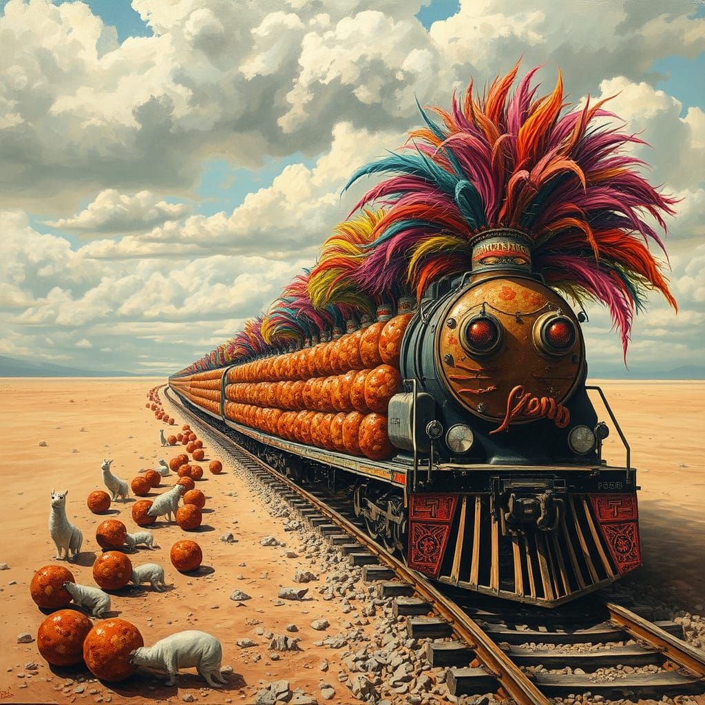 Meatball Train with Hippie Ninjas in Desert Landscape