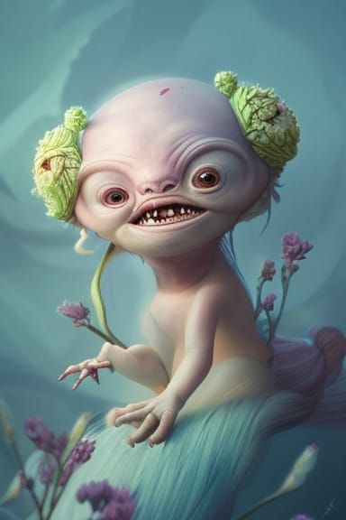 Cute Ugly Monster in Pastel Colors