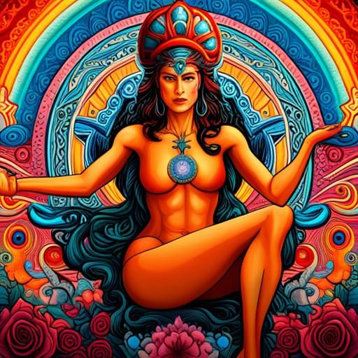 Mayan Goddess Supermodel in Comic Book Style