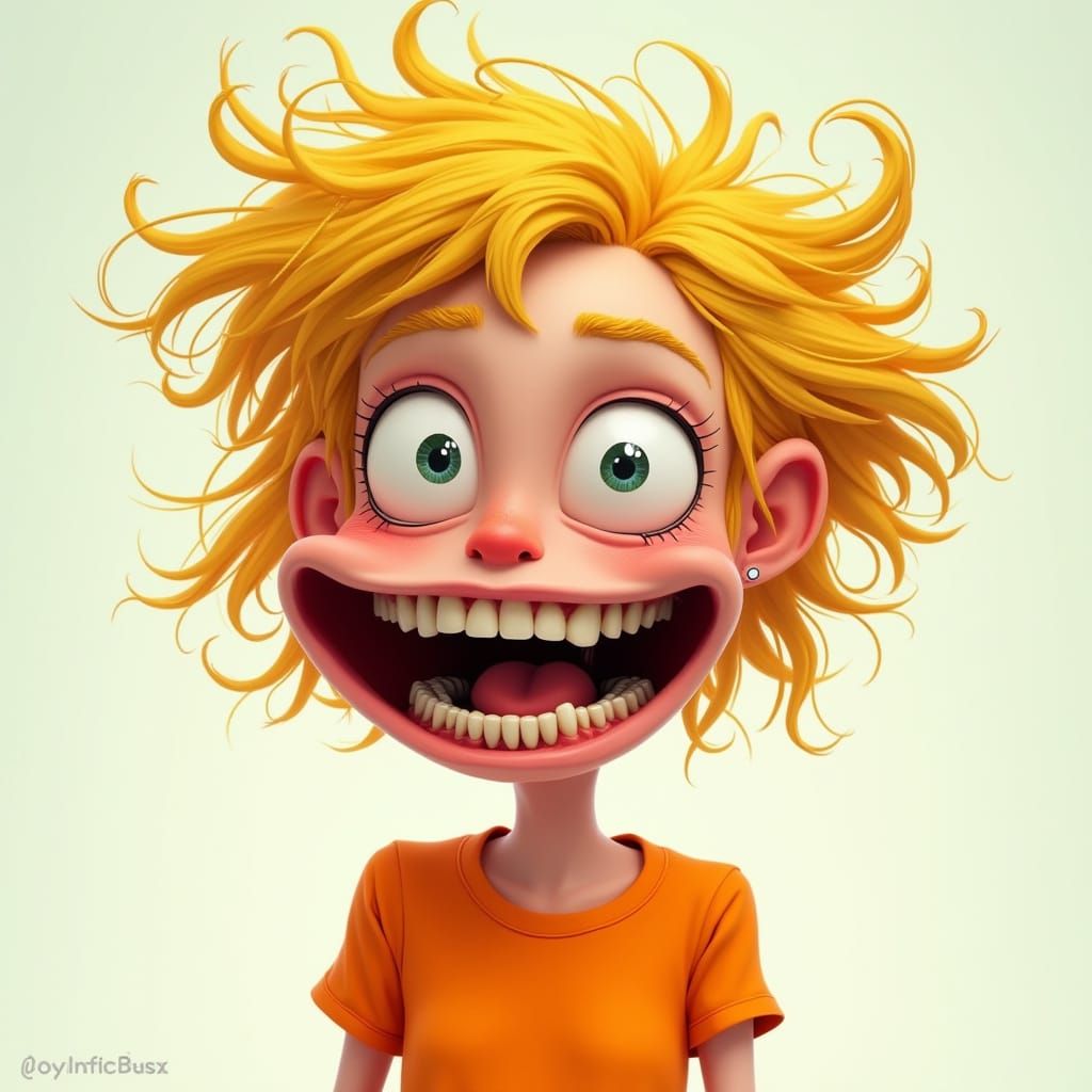 Stylized 3D Caricature of a Teen Girl
