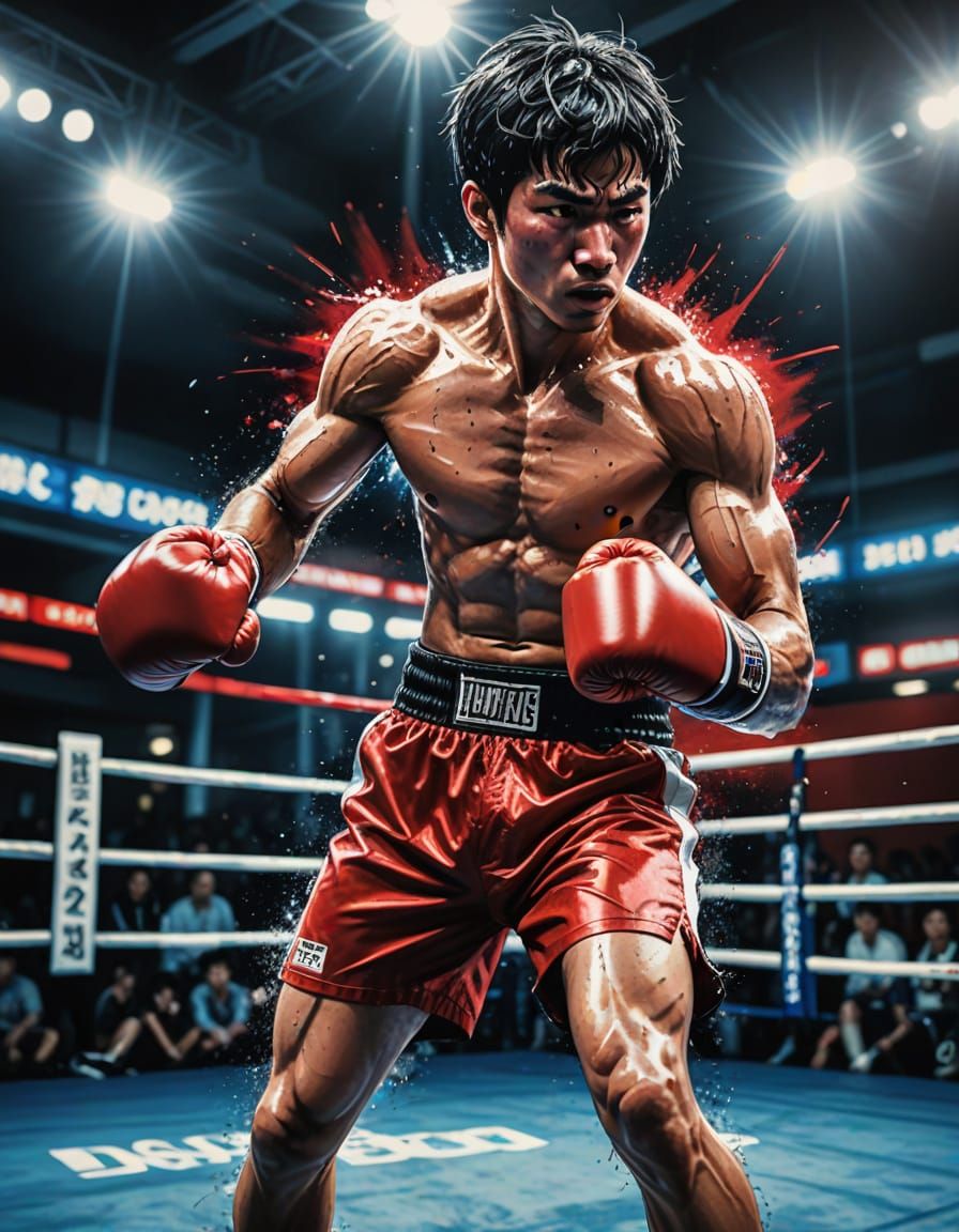 Epic Anime Boxing Poster: Determined Fighter's Last Round