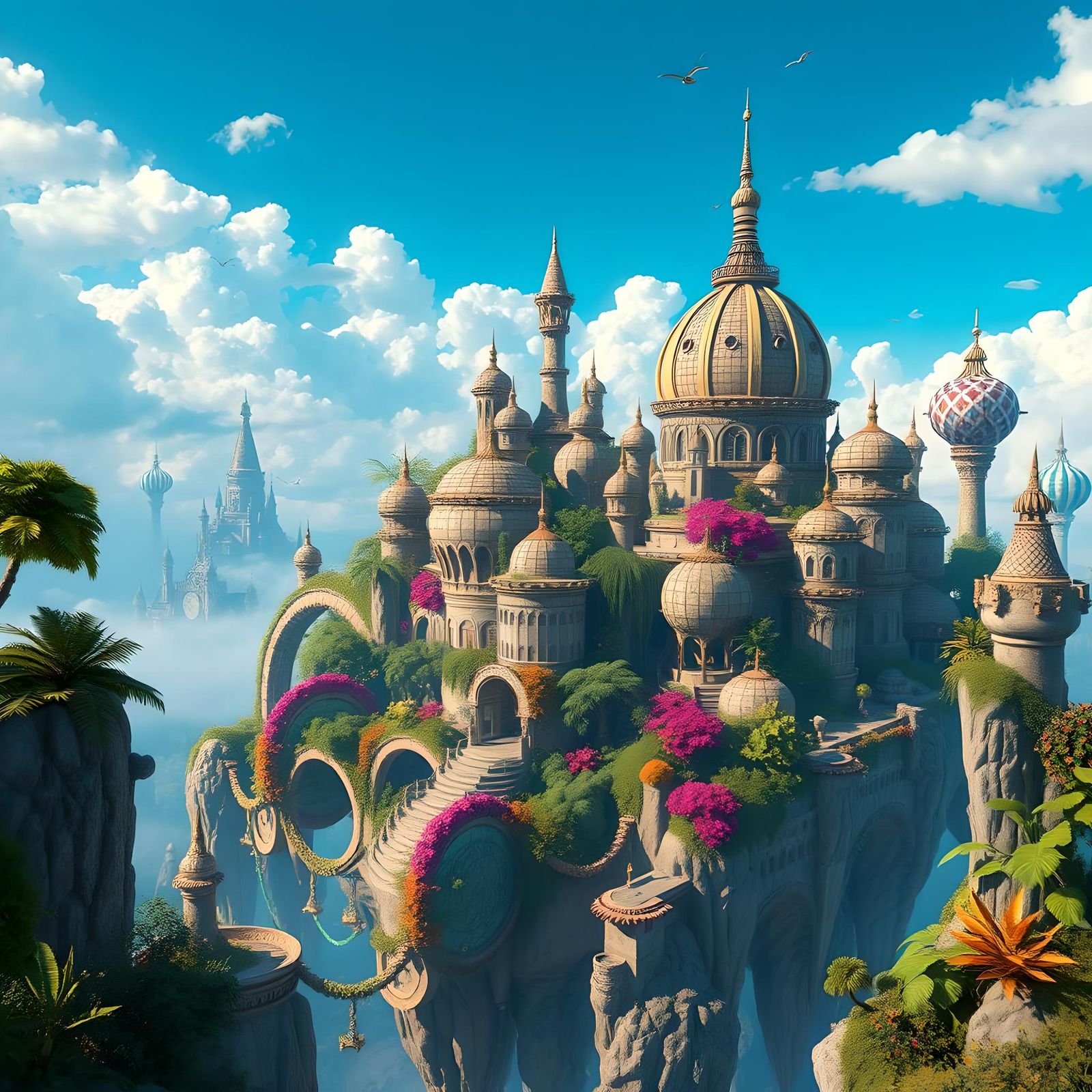 Magical Floating City with Domes and Vaults