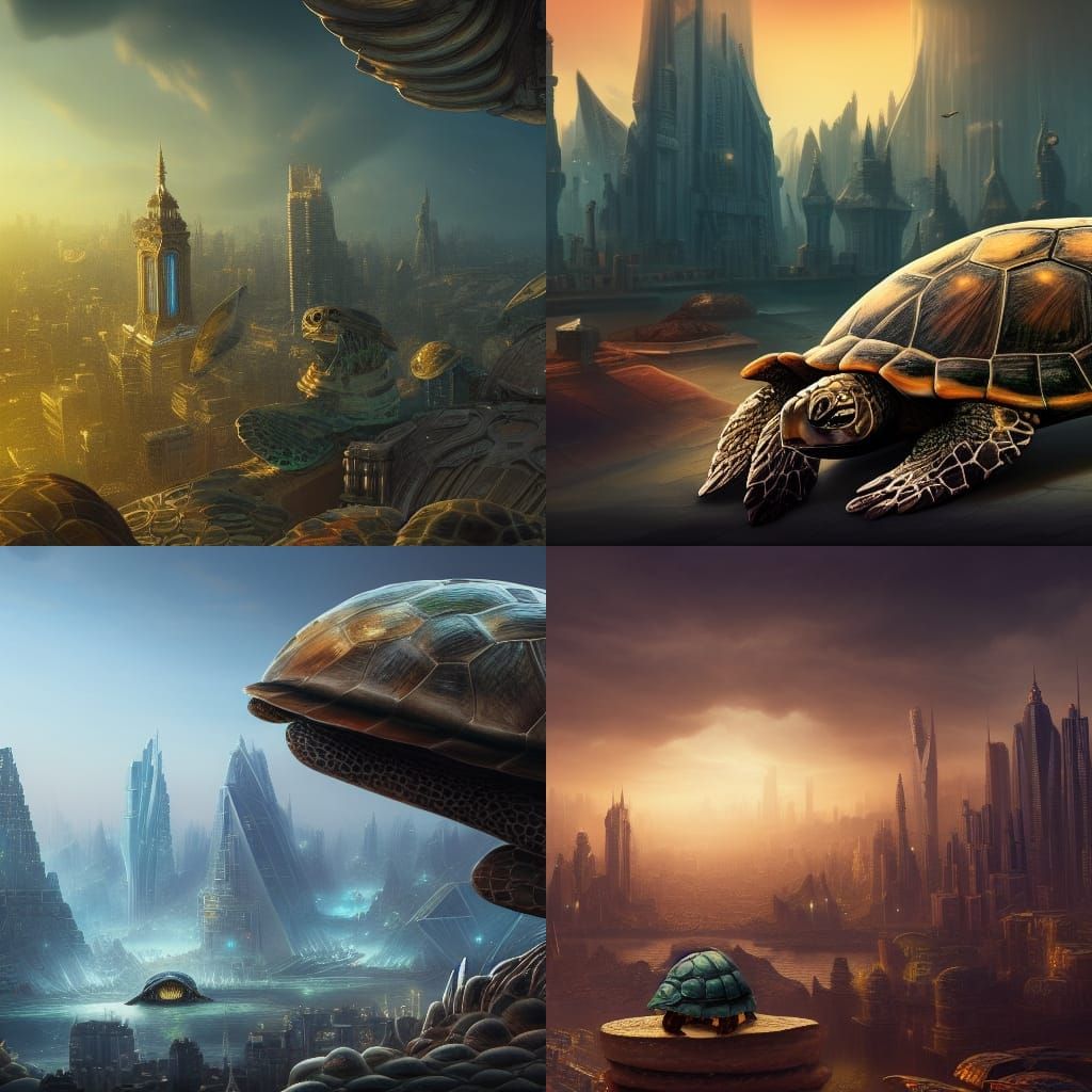 Fantastical Turtle City Concept Art in 8K