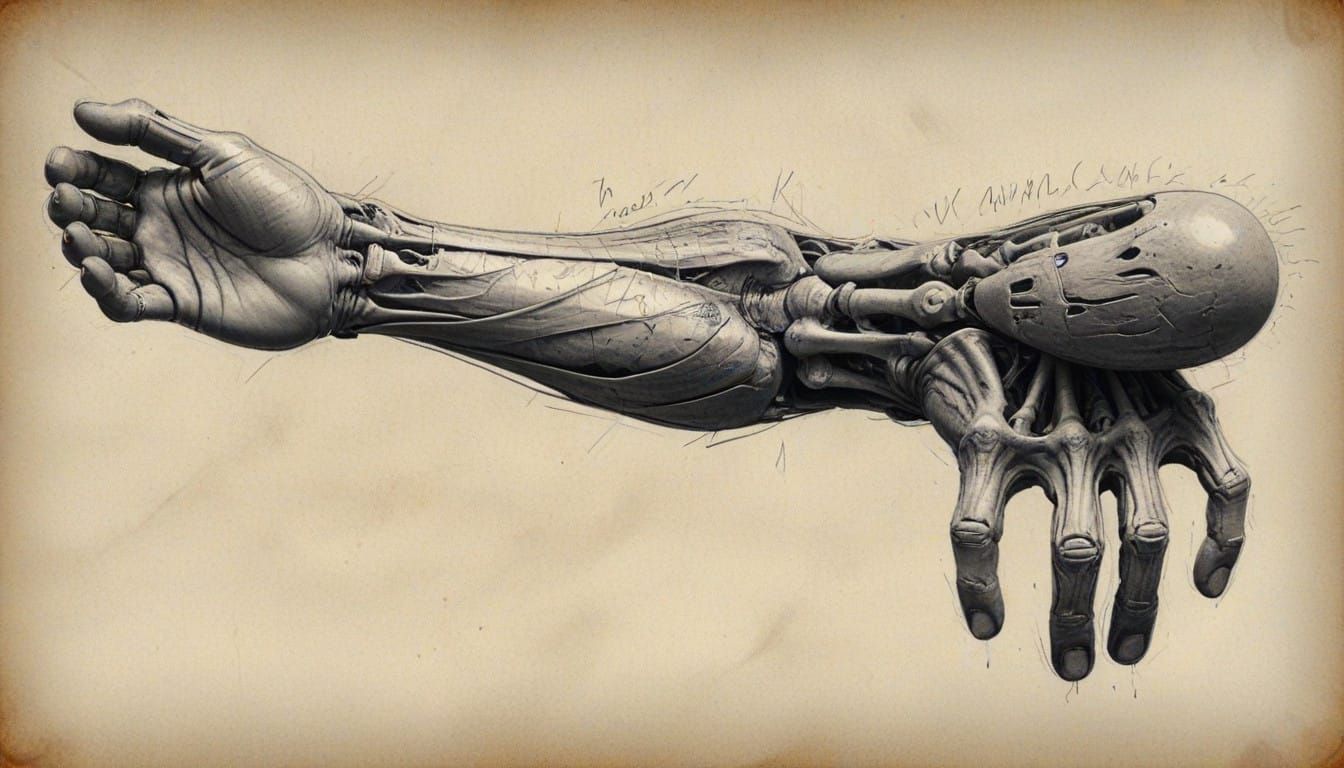 Bizarre, Futuristic Alien Figure with Distorted Body