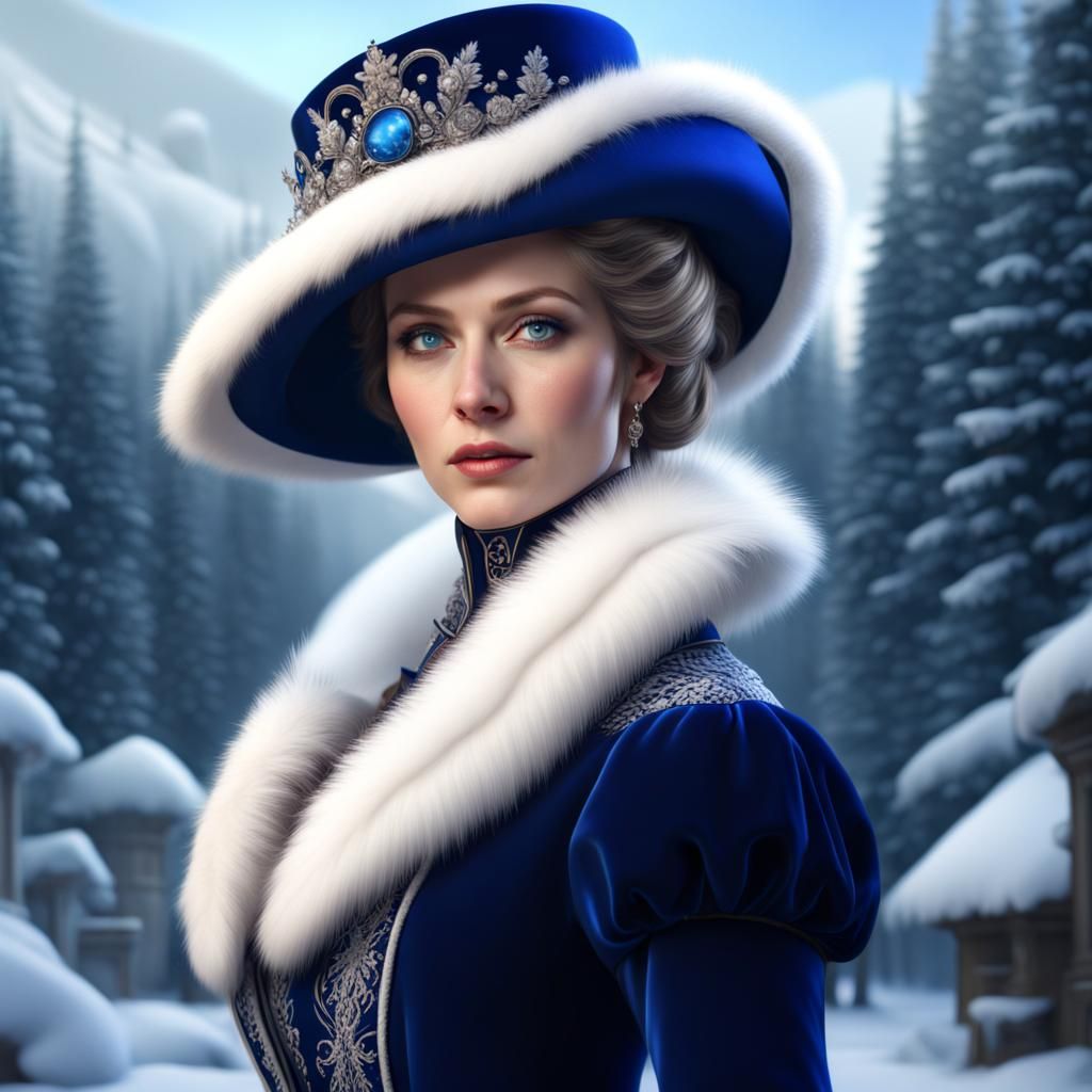 19th Century Lady in Winter Landscape