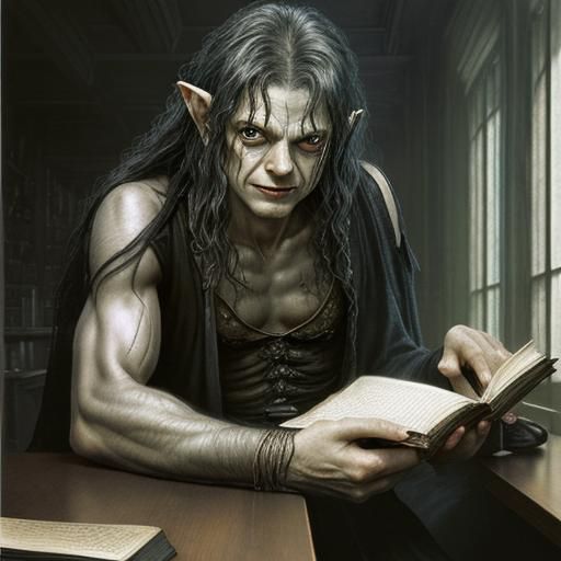 Gollum Portrait at Diner Table in Fantasy Style