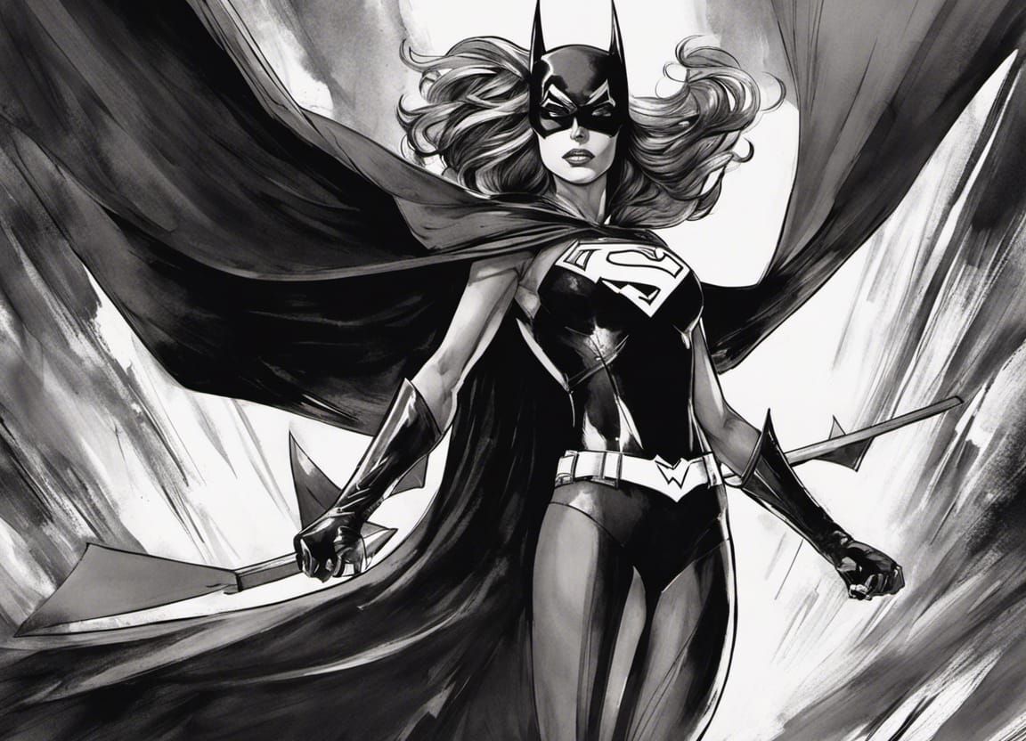 Dynamic Ink Wash Art: Batgirl and Supergirl