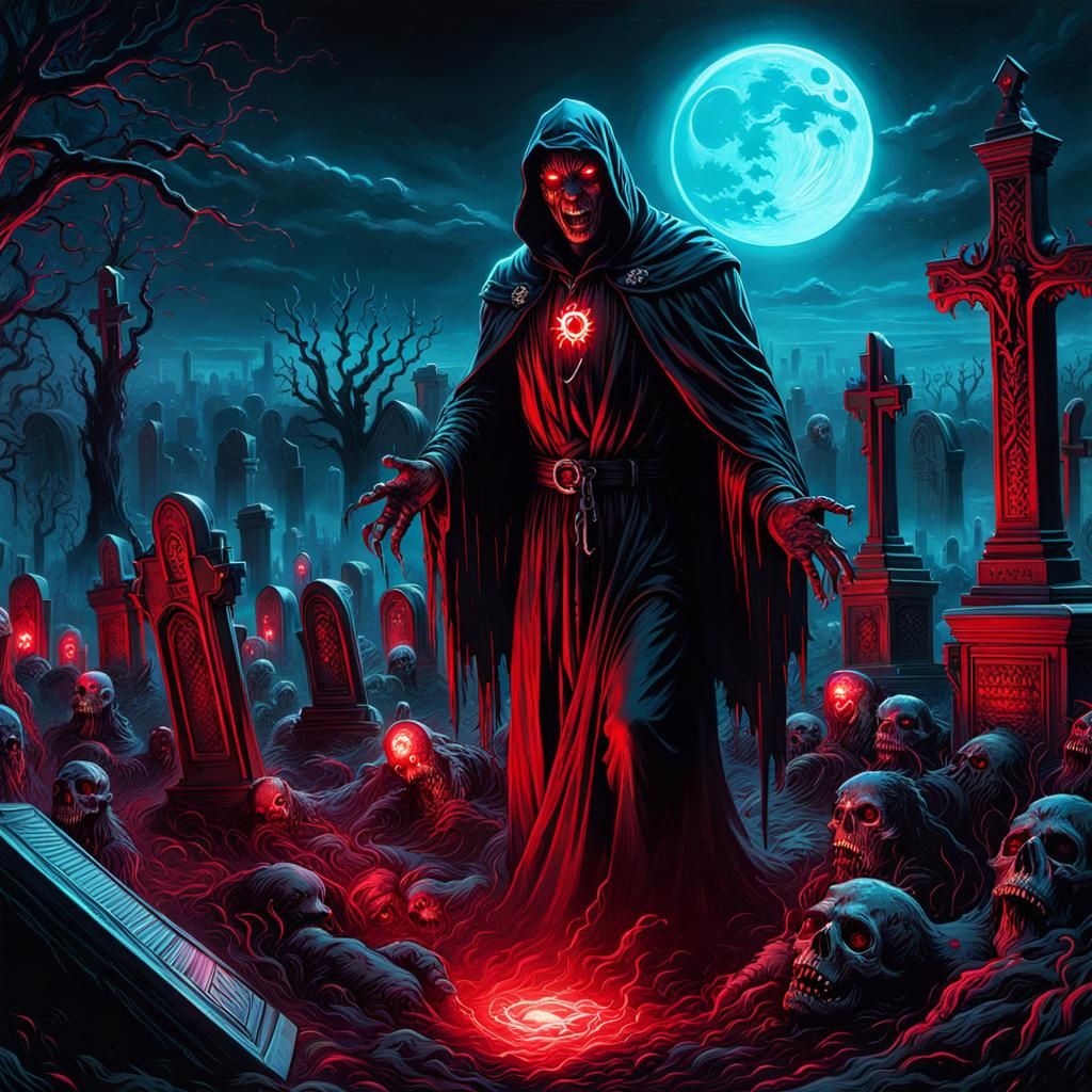 Bioluminescent Zombie Vampire Horror Art