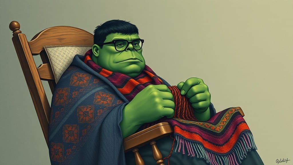 Serene Incredible Hulk Knits in Rocking Chair