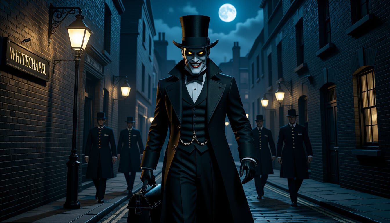 Sinister Victorian Man in Black with Yellow Eyes
