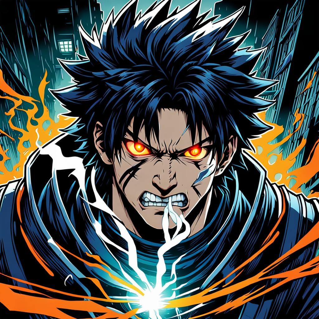 Sasuke Portrait in Comic Book Art Style