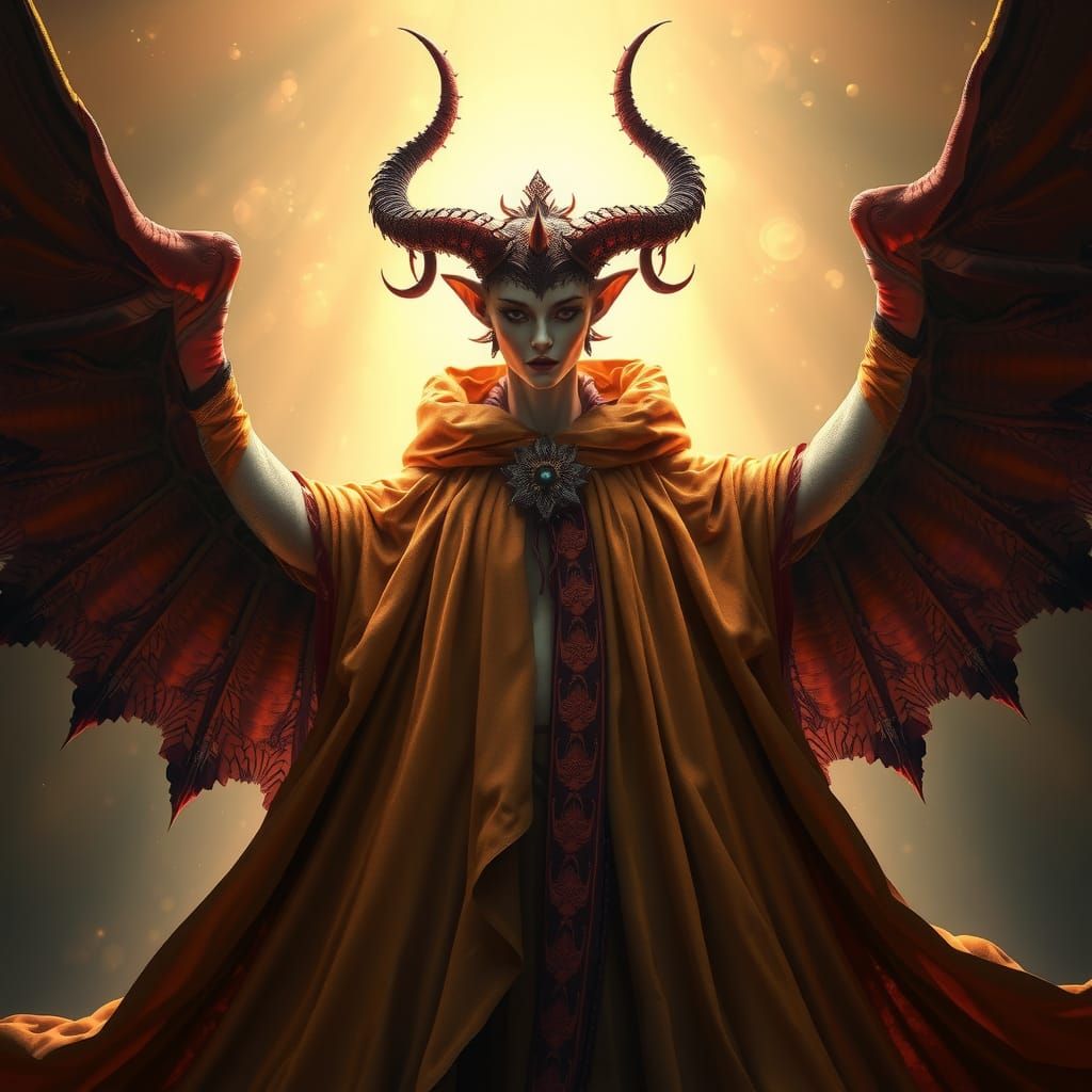 Majestic Horned Figure in Ethereal Light