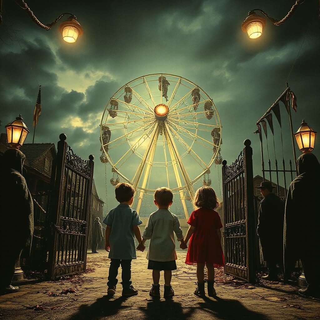 Scary Vampire Carnival Entrance in Horror Style