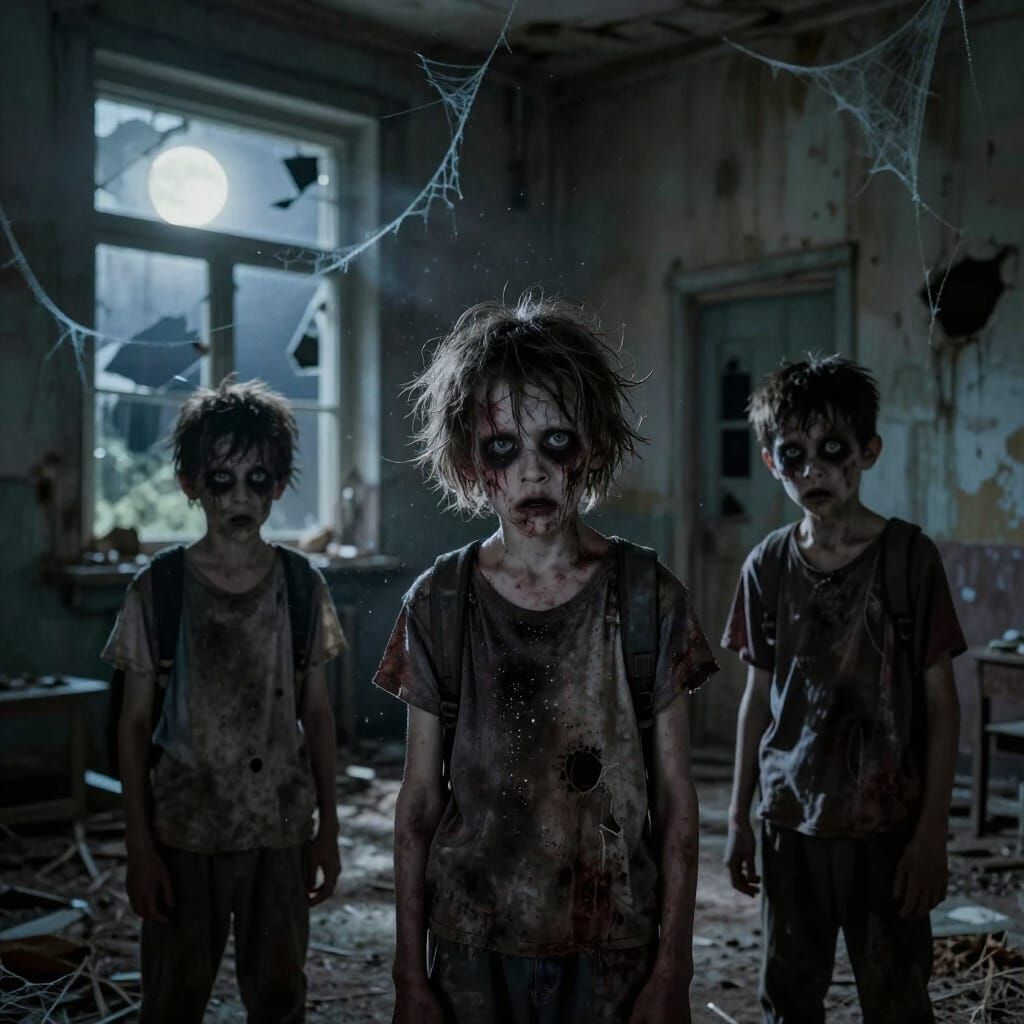 Creepy Orphanage with Aggressive Zombie Children at Twilight