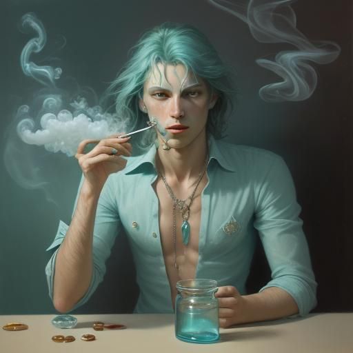 Aquamarine and smoking intensely, contained in an oddly decorated vial. The potion smells like hot chocolate and tastes ...