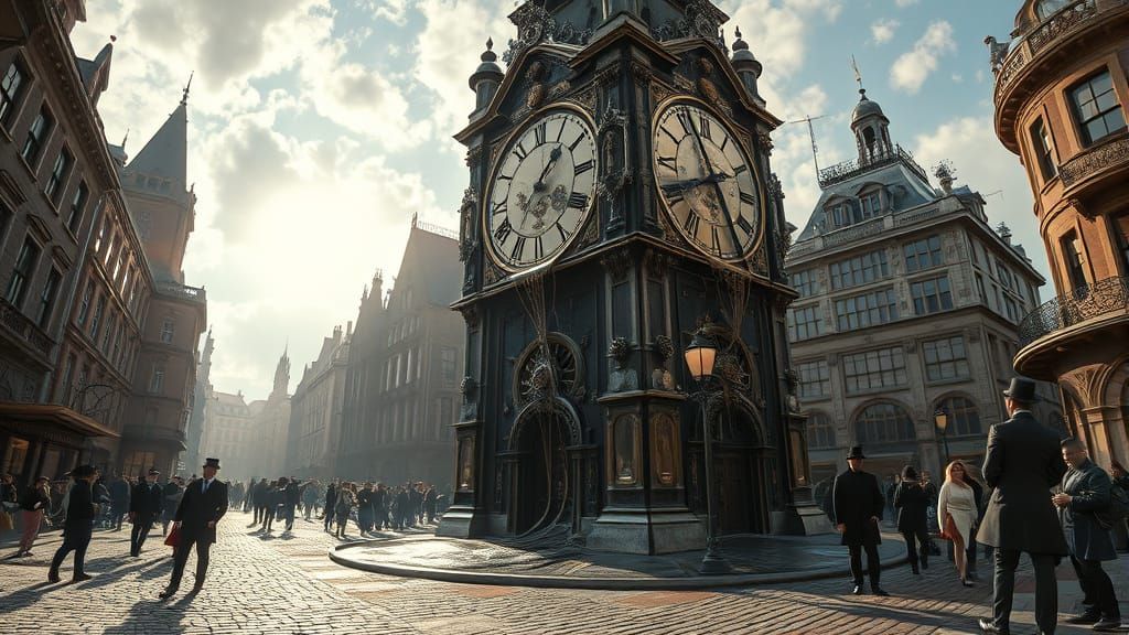 Melting Clockwork Tower in Steampunk Style