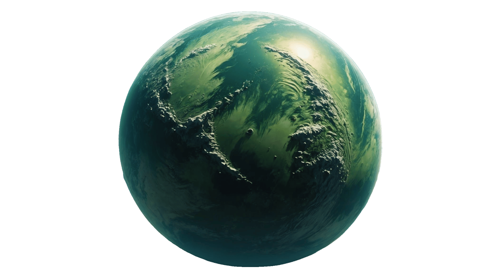 Green Alien Planet with Cloudy Atmosphere