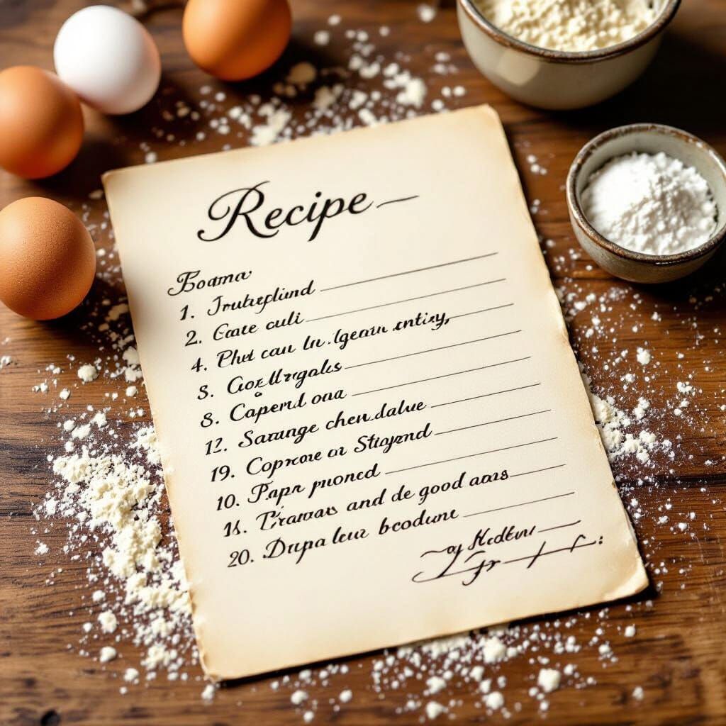 Vintage Recipe Card for Baking a Cake