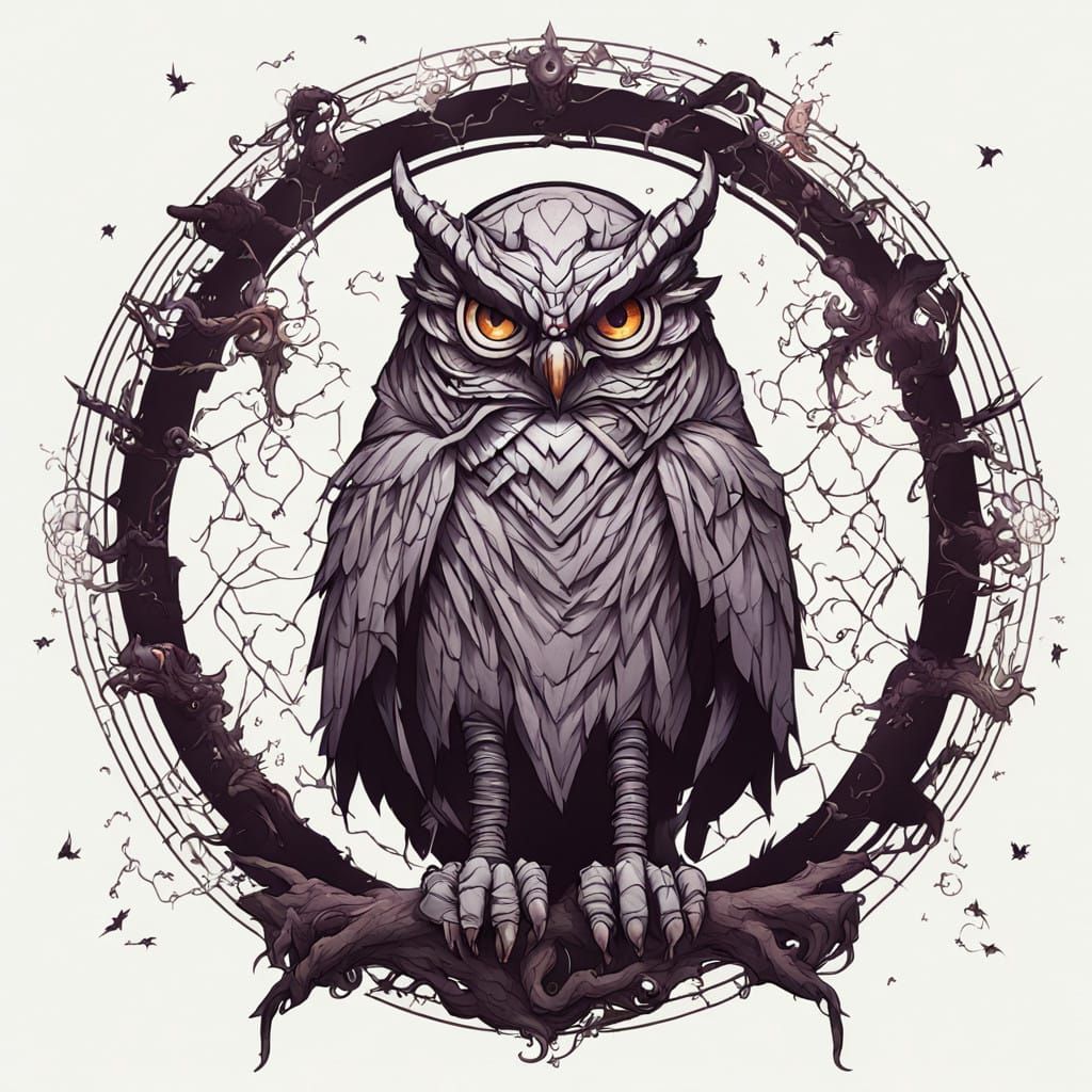 Mystical Owl Wizard in Dark Fantasy