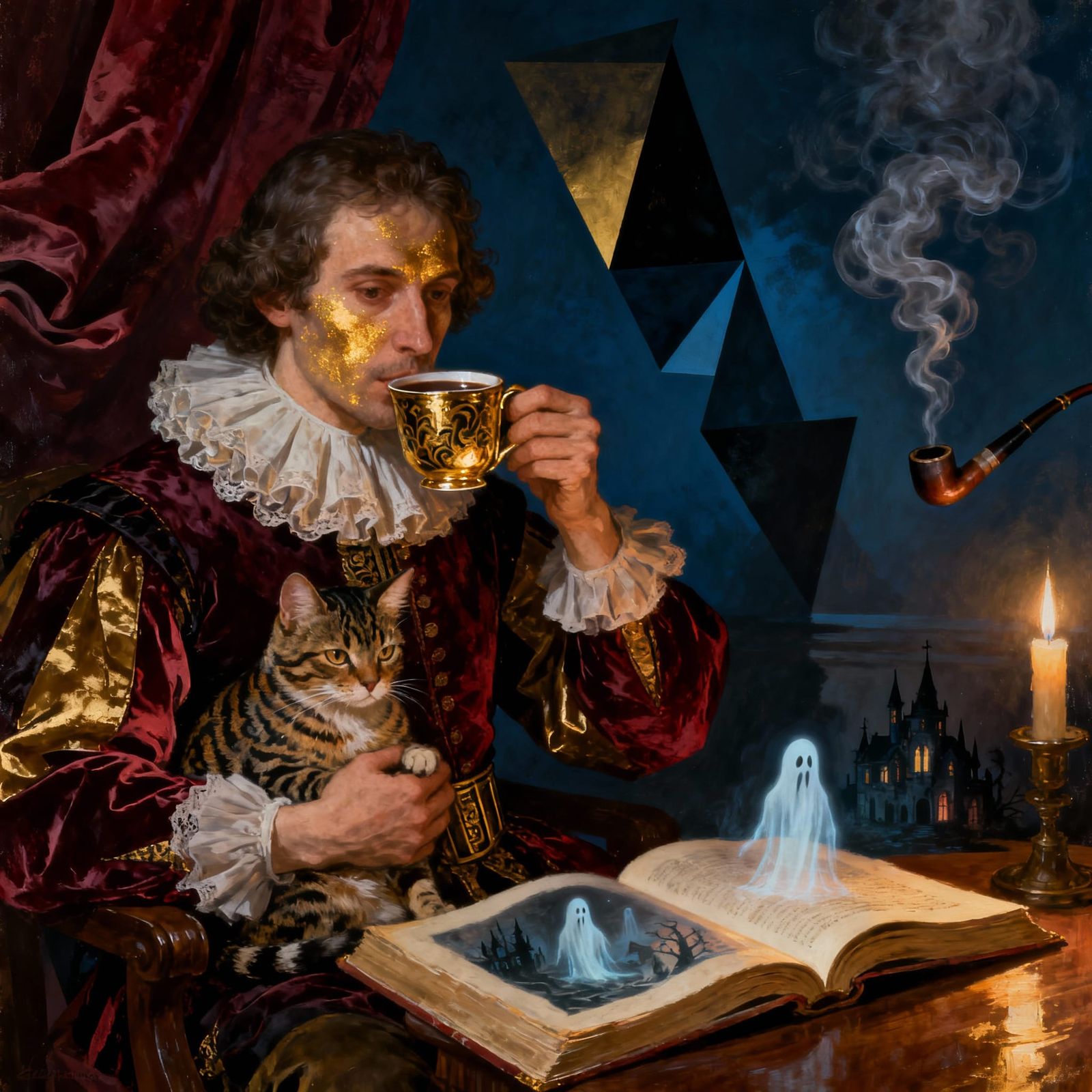 1600s Scene: Coffee, Cats, and Ghost Books