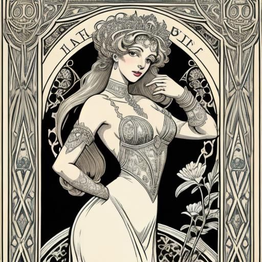 Elegant Woman in Art Nouveau Style