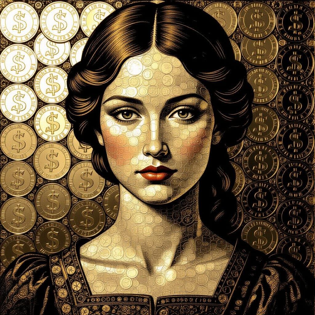 Stunning Woman Portrait Sculpted from Overlapping Coins