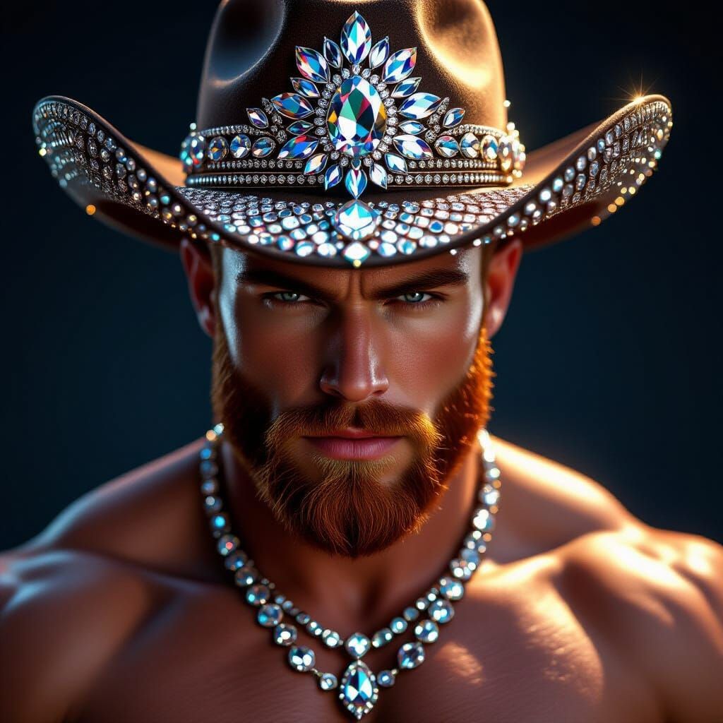 Muscular Man in Diamond Crystal Hat