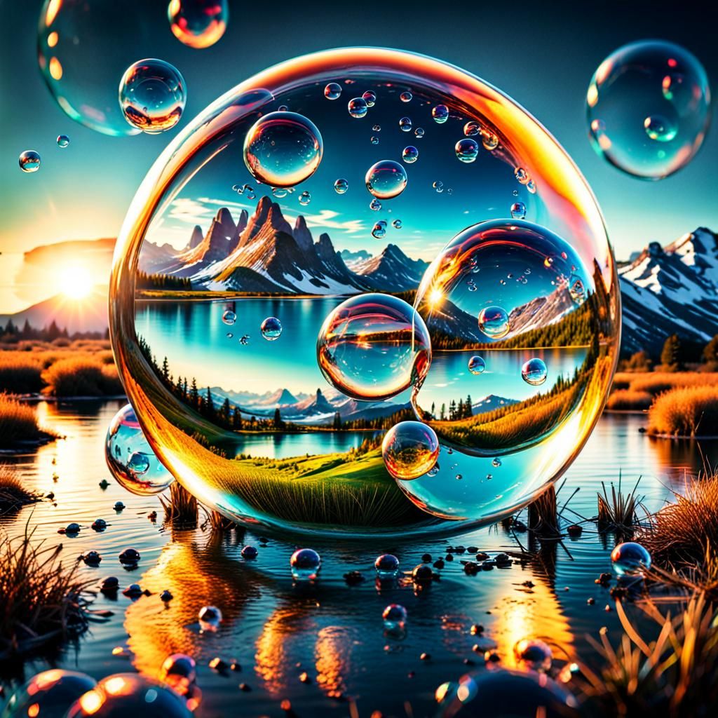 Five Bubbles Displaying Unique Landscapes in HDR