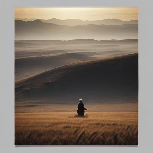 Afghan Man in Field: Hyperrealistic Cinematic Photography