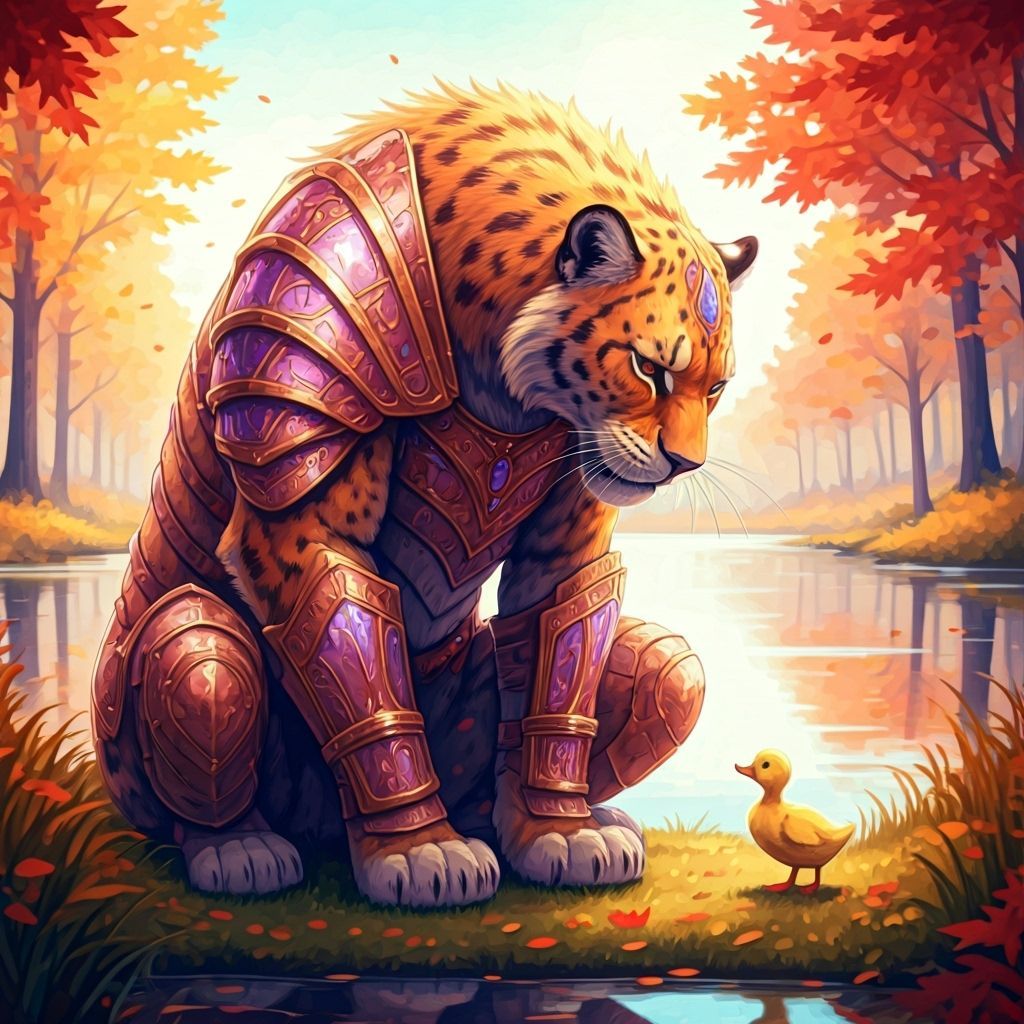 Pastel Panther Boops Duckling: Manga-Style Watercolor