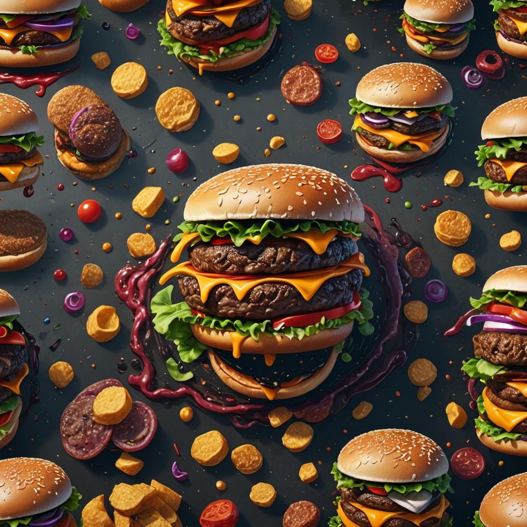 Detailed Burger in Fantasy Concept Art Style