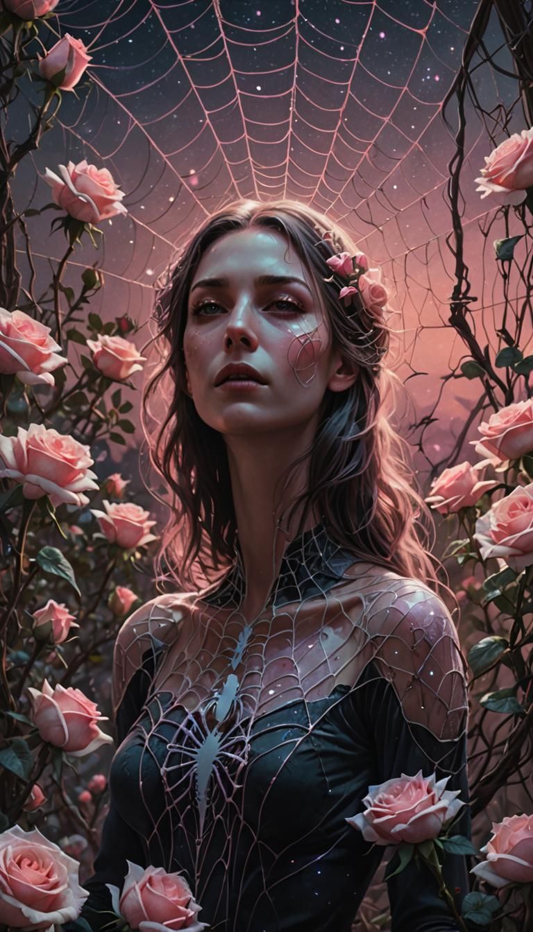 Sinister Astral Being in Dreamlike Rose Garden