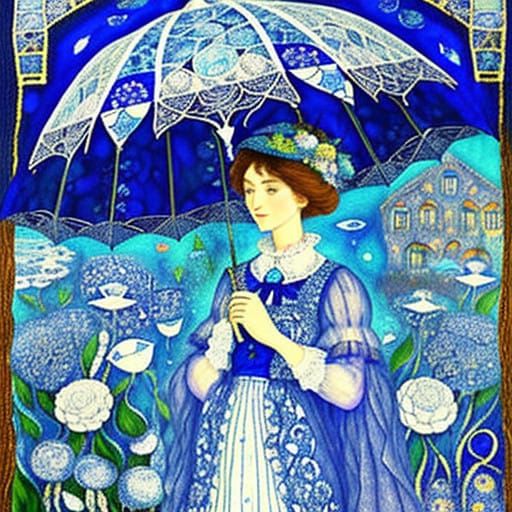 Delicate Dreamscapes: Whimsical Umbrella in Soft Watercolors