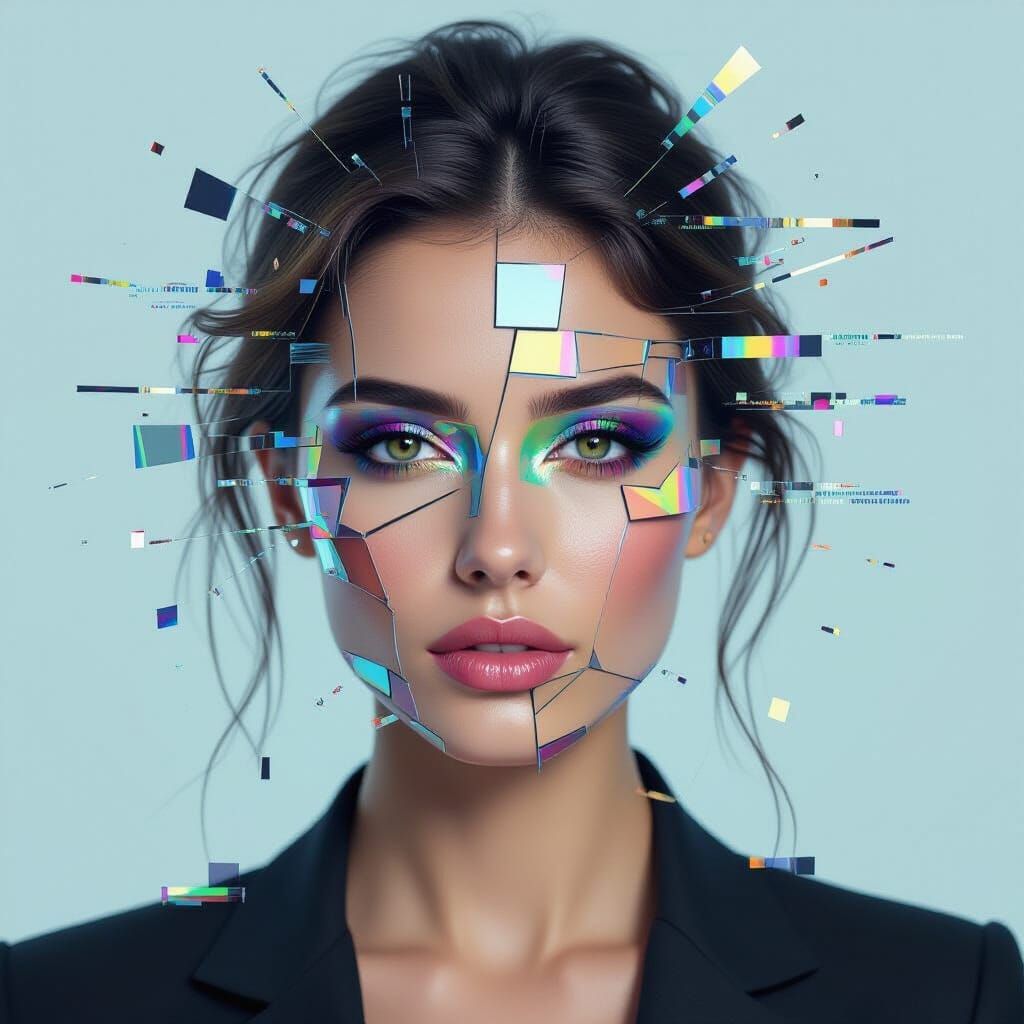 Fractured Beauty: A Glitch Art Portrait