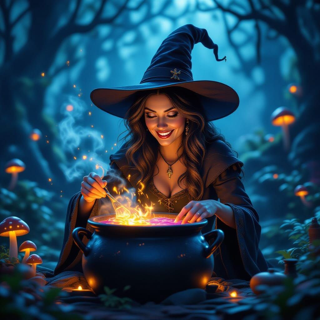 Disney Witch Brews Magical Potion in Enchanted Forest