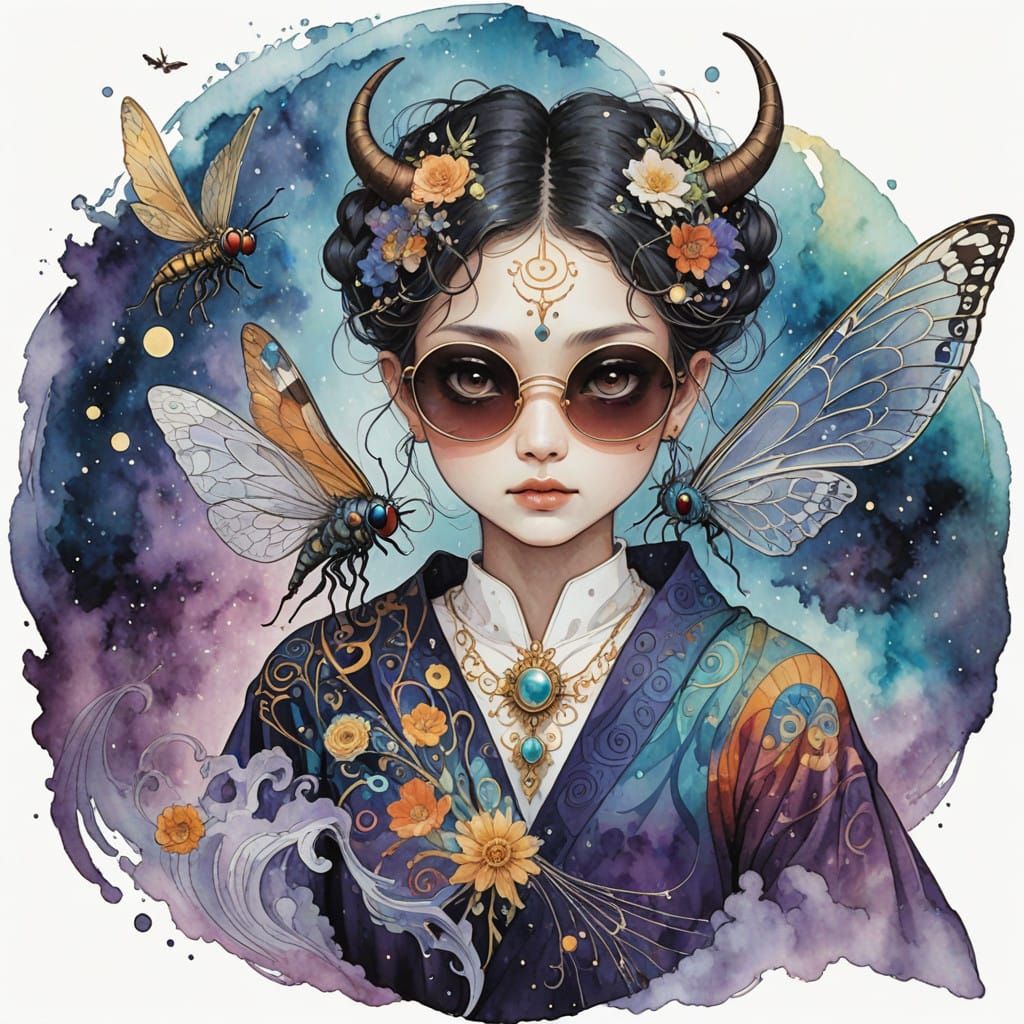 Ethereal Spirit Unfolds in a Whimsical Landscape