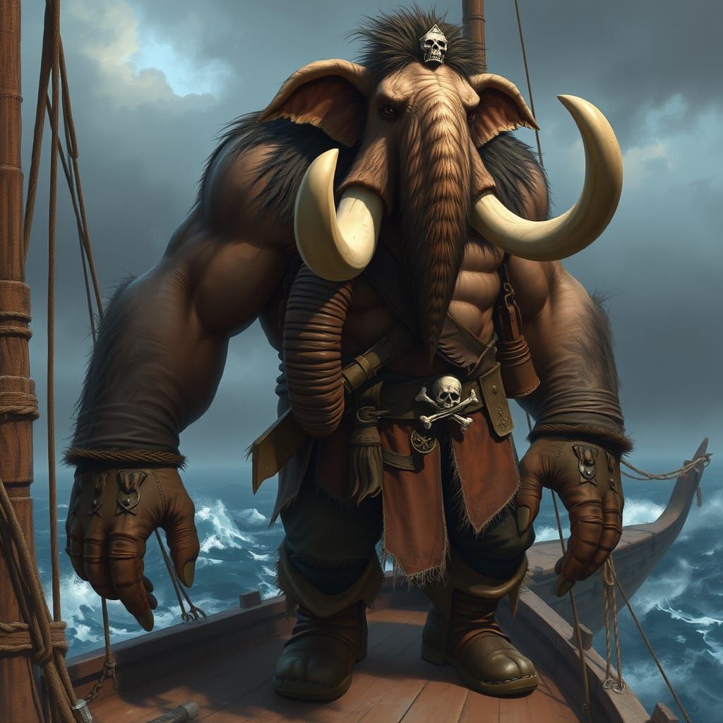 Mammoth Humanoid Pirate Warrior in Frazetta-Inspired Art
